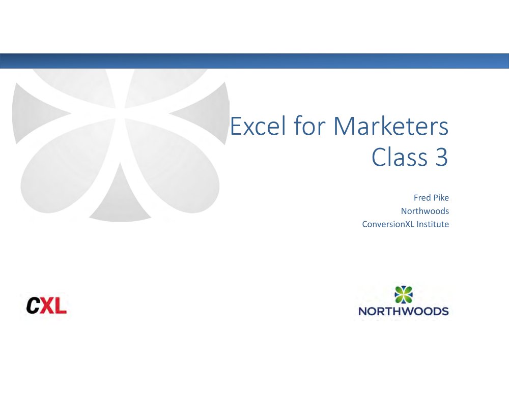 Preview image for cxl – fred pike – excel for marketers