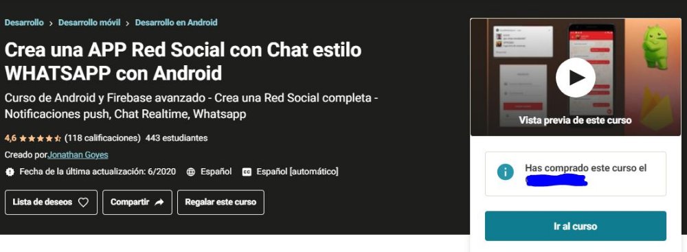 Preview image for udemy - crea una app red social con chat estilo whatsapp con android